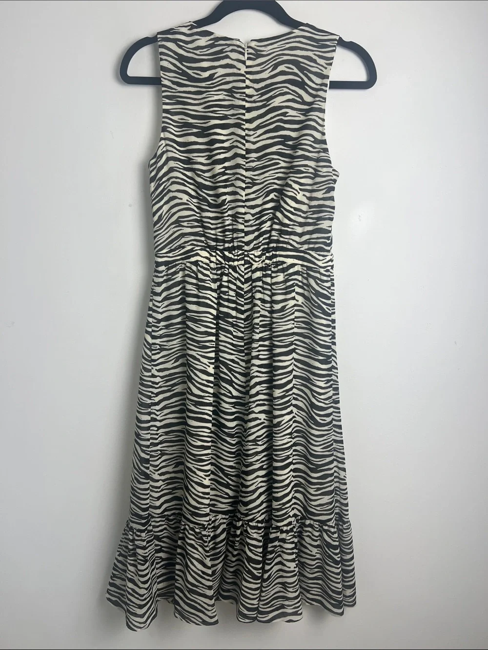 NEW J.Crew Factory Size 2 Black And Cream Zebra-Stripe Sleeveless Midi Dress